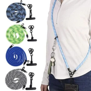 1Pcs 120cm Long Mobile Phone Lanyard Rotatable Clasp Neck Band Cord Chain - Photo 1 sur 16