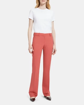 Theory Max C3 Pants Orange Light Cranberry Sevona Stretch Wool Sz 12 $295 NWT - Image 1 of 3
