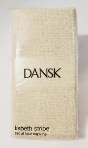 Dansk Lisbeth Stripe Set of 4 Napkins Silver Metallic Mid Century Modern Holiday - Picture 1 of 9
