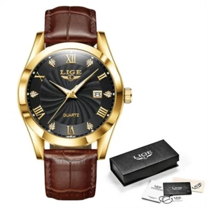 Waterproof Men Watch Quartz Stainless Steel Leather Business Luminous Wristwatch - Picture 1 of 9