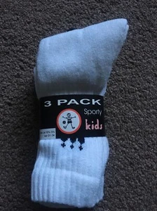 3x kids White sports socks 12.5-3.5 School Socks Girls Boys Unisex Uniform - Picture 1 of 4