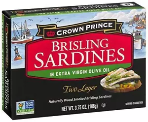Crown Prince Two Layer Brisling Sardines in Extra Virgin Olive Oil, 3.75-Ounce - Picture 1 of 11