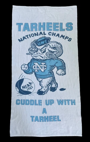 Vintage 1982 Tar Heels NCAA Champs Beach Towel ‘Cuddle Up With A Tarheel’  rare Cover