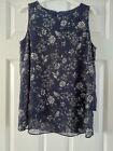 BNWT M&Co Navy Flower sheer print layered blouse Size 8