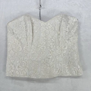 Vintage Natori Corset Womens Medium White Lace Bustier Top Floral Fairy Boned - Picture 1 of 11