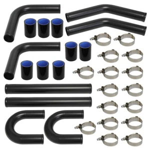 Universal 2" 51mm Turbo Intercooler Aluminium Piping DIY Intercooler Pipe Kit BK - Picture 1 of 10