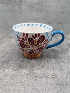 Coastal Imports handbemalt • Anthropologie geprägte Blumen breite/tiefe Schale Becher - Bild 1 von 5