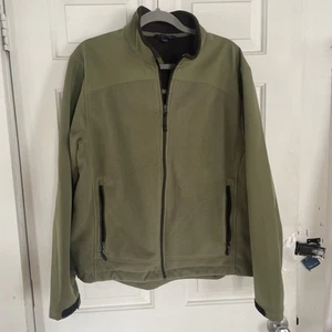 Lands End Men’s Jacket Green Large Fleece Windcheck - Picture 1 of 7