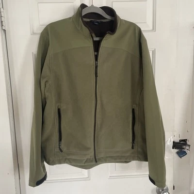 Lands End Men’s Jacket Green Large Fleece Windcheck - Image 1 of 4