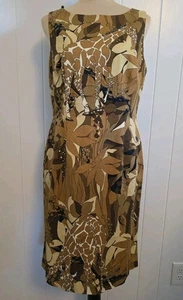 Talbots Petites hellbraun Giraffe Safari Print ärmellos gerade Kleid Gr 10 - Bild 1 von 6