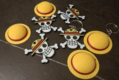 Portachiavi  Cappello di Paglia "One Piece" Luffy, Jolly Roger della Ciurma 3D - Immagine 1 di 4