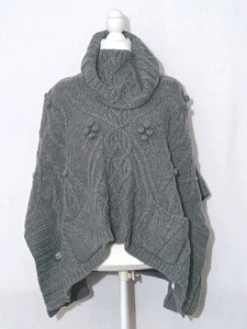 Anthropologie Sleeping On Snow dunkelgrauer Poncho Wasserfallausschnitt stürmisch grau Einheitsgröße - Bild 1 von 8