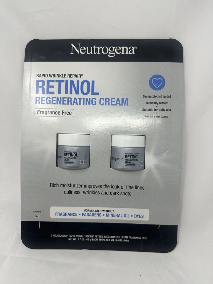 2 Pack Neutrogena Rapid Wrinkle Repair Regenerating Cream Fragrance 1.7 oz
