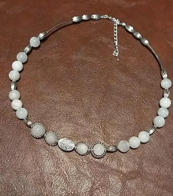 Mondstein Hals Reif, versilbert, Handmade. - Bild 1 von 2