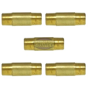 3/8" NPT x 2" Inch Long Yellow Brass Nipple Extension 5-Pack 1200 PSI Max 117E2 - Picture 1 of 6