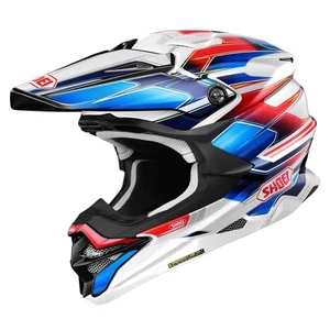 2026 SHOEI VFX-WR HELM SPARKLE TC10 WEISS ROT BLAU ERWACHSENE MOTOCROSS OFF ROAD MX - Bild 1 von 1