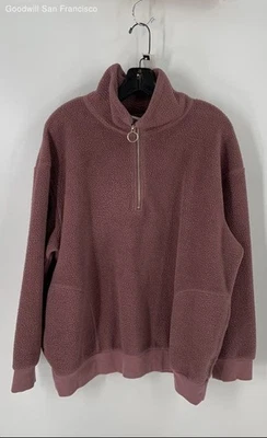 Ava Viv Women's Zip Fleece Pullover Size X Regular Dark Rose - Image 1 of 4