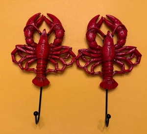 2 ganchos náuticos para abrigo de pared de langosta roja para colgar sombrero casa de playa decoración de Maine - Imagen 1 de 9