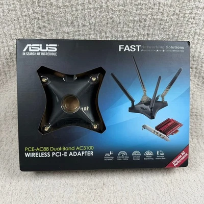 ASUS PCE AC88 Dual Band AC3100 Wireless PCI E Adattatore Scheda di Rete 4 Antenne Nuovo con scatola - Immagine 1 di 4