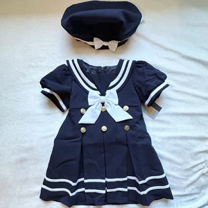 Abito e cappello marinaio nautico Spring Notion bambino bambina 18-24M nuovo con etichette blu navy - Foto 1 di 7