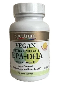 Spectrum Vegan Ultra Omega 3 Softgels 60 Count EPA + DHA Exp 5/2026 - Picture 1 of 2