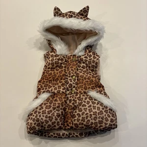 Little Lass Baby Mädchen 12 Monate Kunstfell Kapuze Gepardenmuster gefütterte Winterweste  - Bild 1 von 6