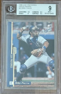 Mike Piazza 1996 Leaf Preferred Gold Press Proof Parallel/Hecho 500 - Mets BGS 9 Foto 1 de 2
