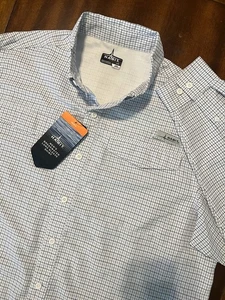 Neu mit Etikett Habit langärmliges Breakwater Herrenhemd Solar Factor UPF 40+ weiß kariert LRG - Bild 1 von 9