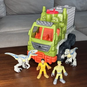 Camión de transporte de dinosaurios Jurassic Park World con jaula y 2 dinosaurios y 2 figuras - Imagen 1 de 11