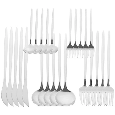 30 Pcs Besteck-Sets Besteckset aus Edelstahl, Messer Löffel Gabel Rustikal - Bild 1 von 4