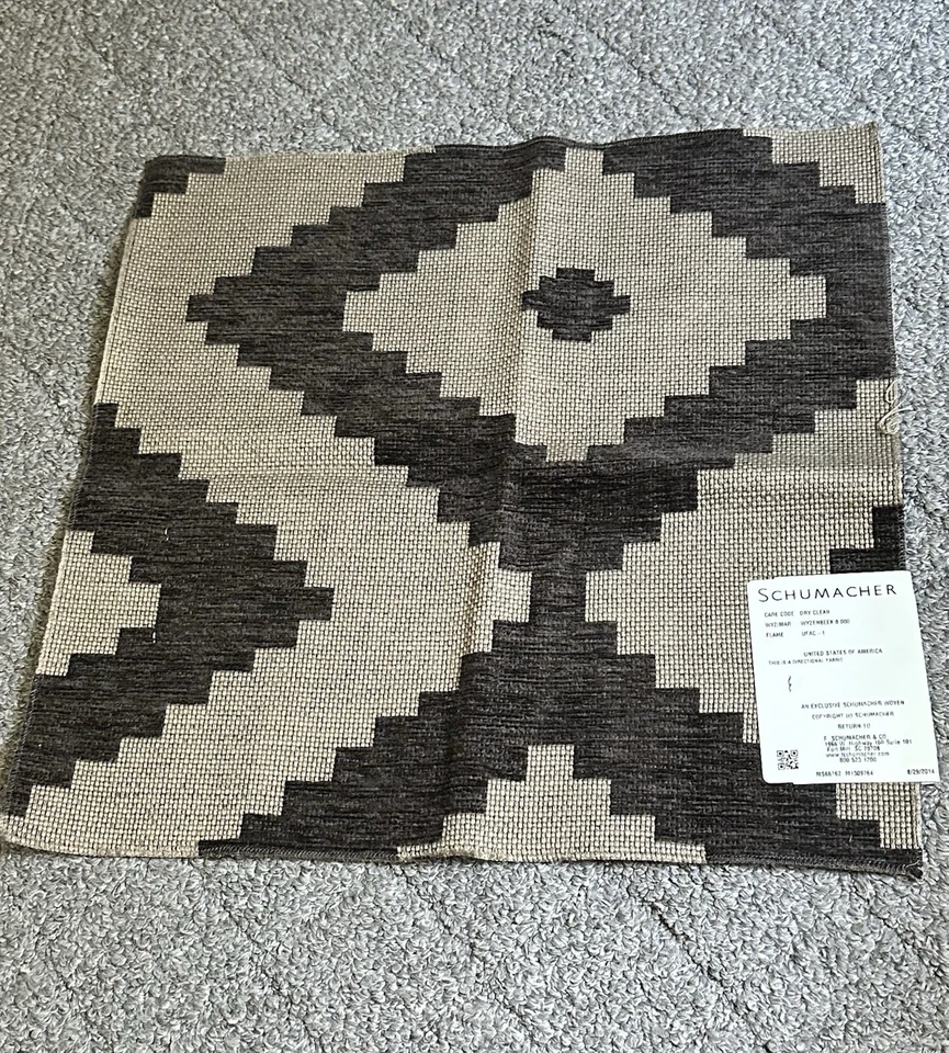 Schumacher Fabric Sample Remnant Vail Chenille Java 16x15.5” Geometric Crafts - Image 1 of 4