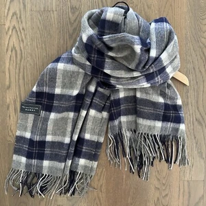 The Tartan Blanket Co. x Leith 100 % lana manta bufanda Bannockbane plata tartán - Imagen 1 de 8