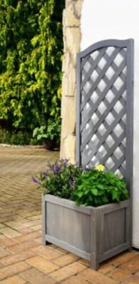 Wooden Planter Pot With Trellis Free Stand Flowerpot With Lattice for Garden  - Image 1 of 4