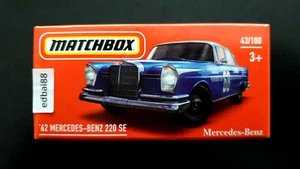 Matchbox Mainline Die-cast '62 Mercedes-Benz 220 SE Blue Bilstein Power Grab Box - Bild 1 von 2