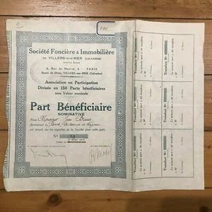 RARE => Société Foncière & Immobilière de VILLERS S/MER (14) (E) - Foto 1 di 1