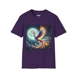 Midnight Phoenix T-Shirt, Bird Graphic Tee, Mythical Firebird Shirt, Unisex - Picture 1 of 21