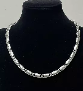 Vintage Anne Klein ~ Silver Tone Designer Choker Collar Byzantine Necklace - Picture 1 of 9