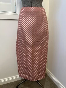 Atmos & Here Dusty Pink White Polka Dot Spot High Waist Long Maxi Skirt 10 M - Picture 1 of 10