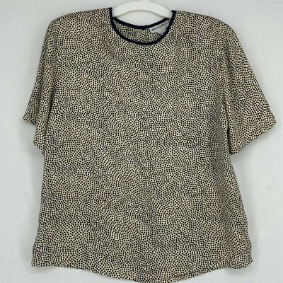 Blusa vintage Caren Charles para mujer talla grande manga corta concha marfil lunares negros Foto 1 de 4