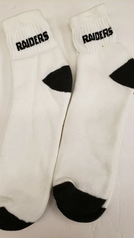 NFL Oakland Raiders Ankle Socks Size 10-13 (2 Pairs) Colored Toe & Heel Cover