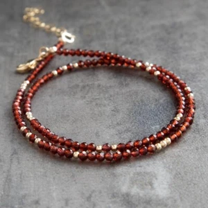 A1 Rhodonite Garnet Micro Faceted Round Beads 24" Love Success Necklace For Gift - Picture 1 of 9