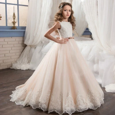 Blumenkind Prinzessin Kinder Kleid Party Ball Hochzeit Mädchen Kommunion QC36
