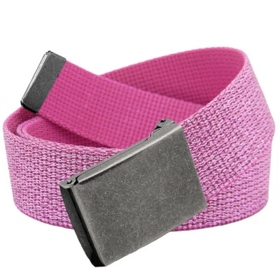 Build A Belt Masculino Antigo Prata Flip Top 1,25" Fivela Larga com Cinto de Teia - Imagem 1 de 4