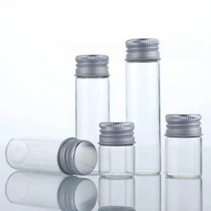 Bulk Buy 5ml - 200ml Empty Clear Glass Bottles Storage With Aluminum Silver Caps - Picture 1 of 50