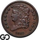 1832 Half Cent, Classic Head, Scarce AU Early Date Copper