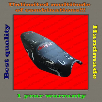 CUSTOM SeatCover KAWASAKI NINJA ZX-14(ZZR1400) 06-11 fire black+red-gloss+silver - Image 1 of 4
