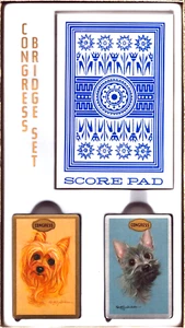 Congress Bridge Set Spielkarten Punkteblock Hunde Kunst alter Bestand versiegelt neu in Box - Bild 1 von 4