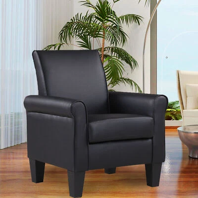 Faux Leather Accent Arm Chair Modern Home Single Sofa Club Theater Seat Cushion - Image 1 of 4
