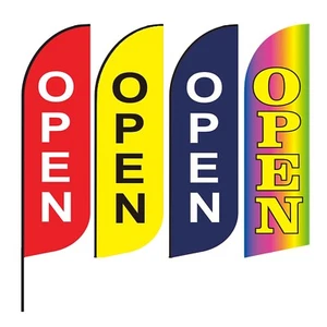 OPEN Outdoor Flag 2m Advertising Feather Bow Replacement Flag Sign - Picture 1 of 7