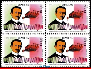 2533 BRASILIEN 1995 GUGLIELMO MARCONI, WISSENSCHAFT, RADIO MI # 2642 RHM C-1941 BLOCK POSTFRISCH - Bild 1 von 2
